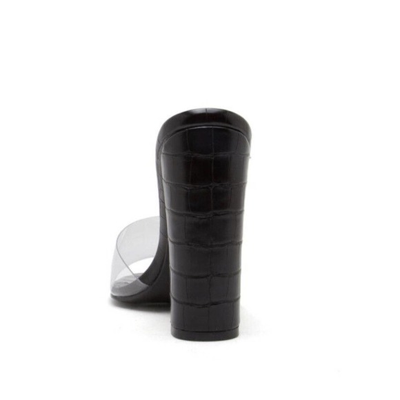 Qupid Womens Sandals US 6 Black Faux Croc Clear PVC Heels - Picture 3 of 5